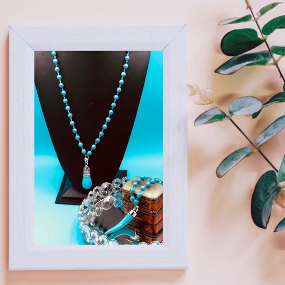 NWT TURQUOISE LONG NECKLACE HANDMADE! - Picture 4 of 8